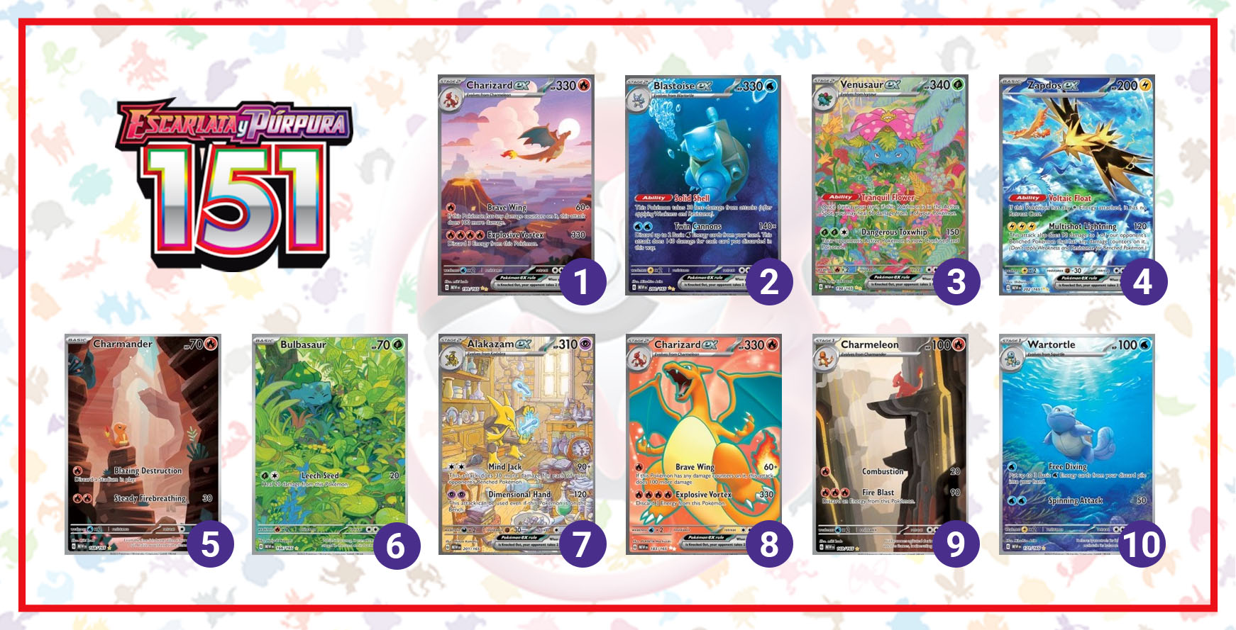 TOP 10 mejores cartas pokemon 151